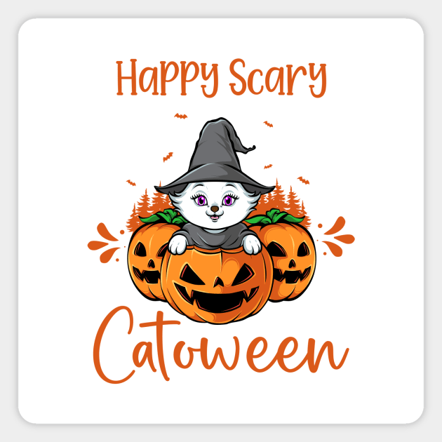 Halloween scary witches - wishes - pumpkin - catoween cat Magnet by Qprinty